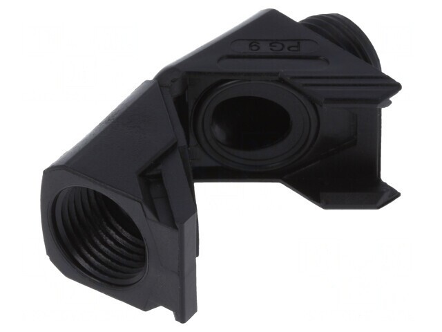 Conector unghiular PG9 IP68 poliamidă neagră