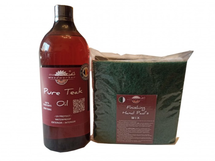 Prep&rsquo;N&rsquo;Shine-Pure Teak Oil &amp; Hand Pad&rsquo;s Mix Abrasive, alb, negru verde, 1000 ml