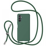 Lemontti Husa Silicon cu Snur Samsung Galaxy A24 5G Verde (protectie 360&deg;, material fin, captusit cu microfibra)