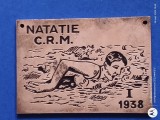 placheta metal placat cu argint ,Natatie CRM -Anul 1938 .dimensiuni aprox 6 cm x 4 cm