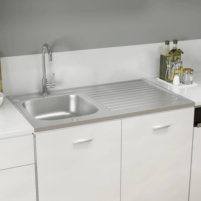 vidaXL Chiuvetă bucătărie cu scurgător, argintiu, 1000x600x155 mm oțel 147237