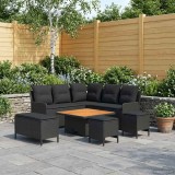 vidaXL Seturi de mobilier cu pernă 7 pcs Negru Ratan PE 3422209