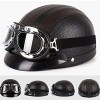 Casca Moto Retro Piele Negru/Maro Cozoroc Guler Detasabil Scuter Chopper L (59-60cm)