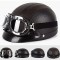 Casca moto Retro Vespa Chopper Piele cu Cozoroc + Guler - Negru+Maro