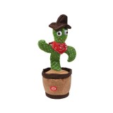 Cactus interactiv, repeta cuvintele si danseaza, Cowboy, ATU-087360, Verde, Textil, Oem