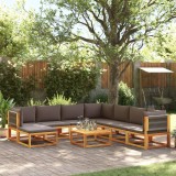 VidaXL Set canapele de grădină cu 9 piese, lemn de salc&acirc;m și fr&acirc;nghie 3278838
