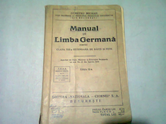 MANUAL DE LIMBA GERMANA PENTRU CLASA A VIII-A SECUNDARA DE BAIETI SI FETE - DEMETRU MICHAIL