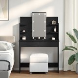 VidaXL Măsuță de toaletă cu LED-uri, stejar negru, 96x40x142 cm