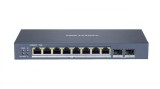 SWITCH. PoE Hikvision, port Gigabit x 8, SFP SFP x 2, managed, carcasa metalica, &quot;DS-3E1510P-SI&quot; (timbru verde 2 lei)