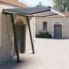 Copertină retractabilă manual cu LED, albastru&amp;alb, 3x2,5 m