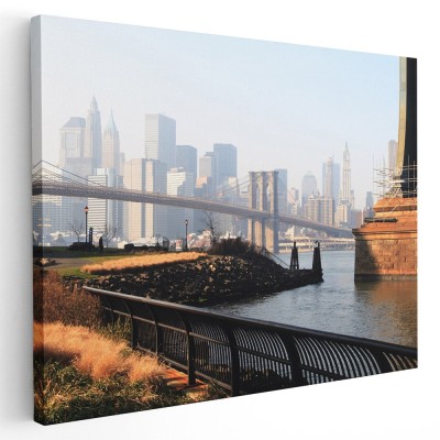 Tablou podul Brooklyn cladiri moderne New York Tablou canvas pe panza CU RAMA 20x30 cm foto