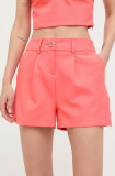 Cumpara ieftin Morgan pantaloni scurti femei, culoarea portocaliu, neted, high waist