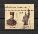 ROMANIA 2021 - TUDOR VLADIMIRESCU, VINIETA 1, MNH - LP 2328, Nestampilat