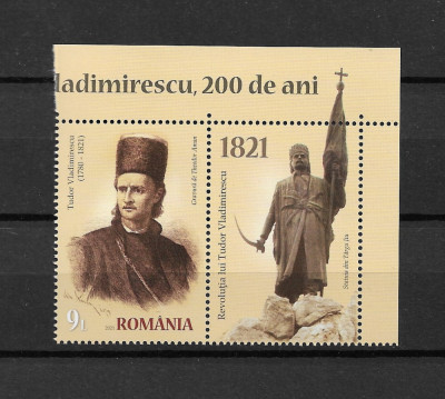 ROMANIA 2021 - TUDOR VLADIMIRESCU, VINIETA 1, MNH - LP 2328 foto