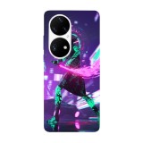Husa compatibila cu Huawei Nova Y70 model Cyberpunk neon samurai, Silicon, TPU, Viceversa, Transparent, Carcasa