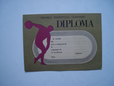 Diploma sportiva UTC, necompletata foto