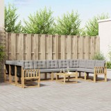 vidaXL Set de canapele de exterior cu pernă 11 pcs Alb și gri deschis 3389929