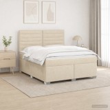 Cumpara ieftin Pat boxspring cu saltea cu benzi LED Crem 180 x 200 cm Tesatura
