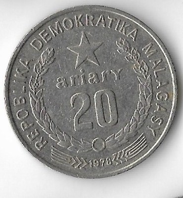 Moneda 20 ariary 1978, FAO - Madagascar foto
