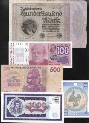 Set 5 bancnote de prin lume adunate (cele din imagini) #420 foto