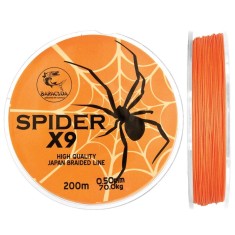 Fir textil Baracuda Spider X9 - 200m 9 fire orange-fluo pentru pescuit la somn