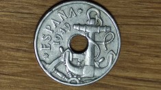 Spania -moneda de colectie rara- 50 centimos 1949 an unic - design superb ancora