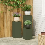 vidaXL Suporturi plante pilon, exterior, 3 buc., oliv, oțel