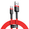 Cablu Baseus Cafule S&acirc;rmă &icirc;mpletită Din Nailon Durabil USB / USB-C QC3.0 2A 3M Roșu (CATKLF-U09)
