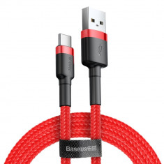 Cablu Baseus Cafule Sârmă împletită Din Nailon Durabil USB / USB-C QC3.0 2A 3M Roșu (CATKLF-U09)