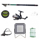 Pachet de pescuit cu lanseta eastshark 3.6 m, mulineta QFC1000 cu 5 rulmenti , felinar solar, EAST SHARK