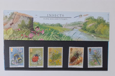 Timbre Anglia 1985 - Serie INSECTE, In Folie De Prezentare MNH +Carton Filatelic foto