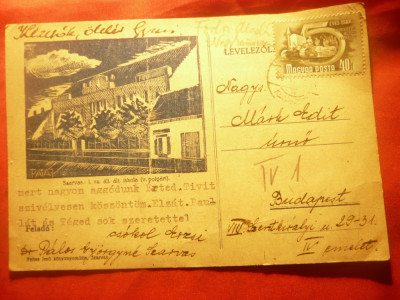 Carte Postala ilustrata Ungaria Szarvas - Scoala 1950 foto