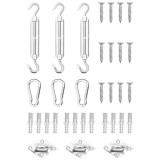 Cumpara ieftin Set de accesorii parasolar, 9 piese, otel inoxidabil