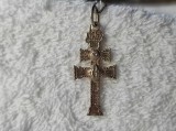 Argint RUSIA MEDALION CRUCE CRUCIFIX de colectie VECHI superb UNIC + Lant argint