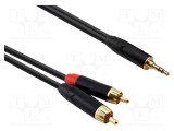 Cablu Jack 3,5mm la RCA x2 1m negru REDS MUSIC