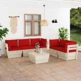 Cumpara ieftin Set mobilier grădină din paleți cu perne, 6 piese, lemn molid