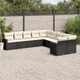 Gossi set canapele de gradina cu perne, 10 piese, negru, poliratan