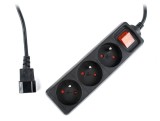PRELUNGITOR GEMBIRD, Schuko x 3, conectare prin IEC C14 (T), cablu 0.6 m, 10 A, protectie copii, negru, &quot;EG-PSU3F-01&quot; (timbru verde 0.18 lei)