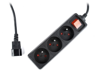 PRELUNGITOR GEMBIRD, Schuko x 3, conectare prin IEC C14 (T), cablu 0.6 m, 10 A, protectie copii, negru, &amp;quot;EG-PSU3F-01&amp;quot; (timbru verde 0.18 lei) foto
