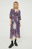 BA&amp;SH rochie din amestec de matase culoarea violet, mini, evazati