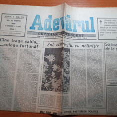 ziarul adevarul 22 martie 1990-3 luni de la revolutie,articol despre revolutie