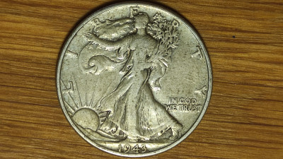 SUA - istorica - walking liberty 1/2 half dollar 1943 argint 900- stare f buna ! foto