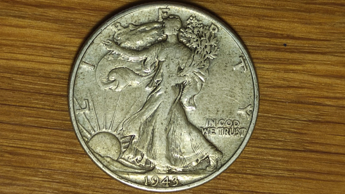 SUA - istorica - walking liberty 1/2 half dollar 1943 argint 900- stare f buna !