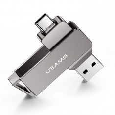 Memorie portabila, Usams Type-C + USB 3.0, 32Gb - Gri Metalic foto