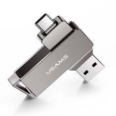 Memorie portabila, Usams Type-C + USB 3.0, 32Gb - Gri Metalic