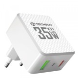 Incarcator Retea Techsuit CHPD173 Tiny, 35W, 3A, 1 x USB-A - 1 x USB-C, Alb