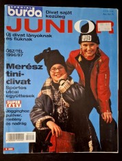 Revista BURDA JUNIOR OSZ/TEL 1996/97 - toamna/iarna, limba maghiara, cu tipare nefolosite!