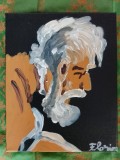 TABLOU PE PANZA CU SASIU NOU 24X30 CM PORTRET ACRILIC PRET 100 LEI NEGOCIABIL