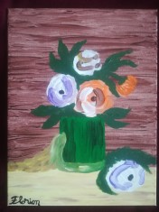 TABLOU PE PANZA CU SASIU NOU 30X 40 CM CANA CU FLORI PRET DOAR 10 LEI