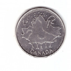 Moneda Canada 25 cents/centi 2002 Canada Day, stare foarte buna, curata